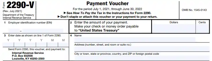 IRS Form 2290 payment voucher 