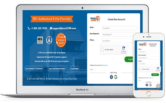 file IRS 2290 form electronically from mobile or laptop.